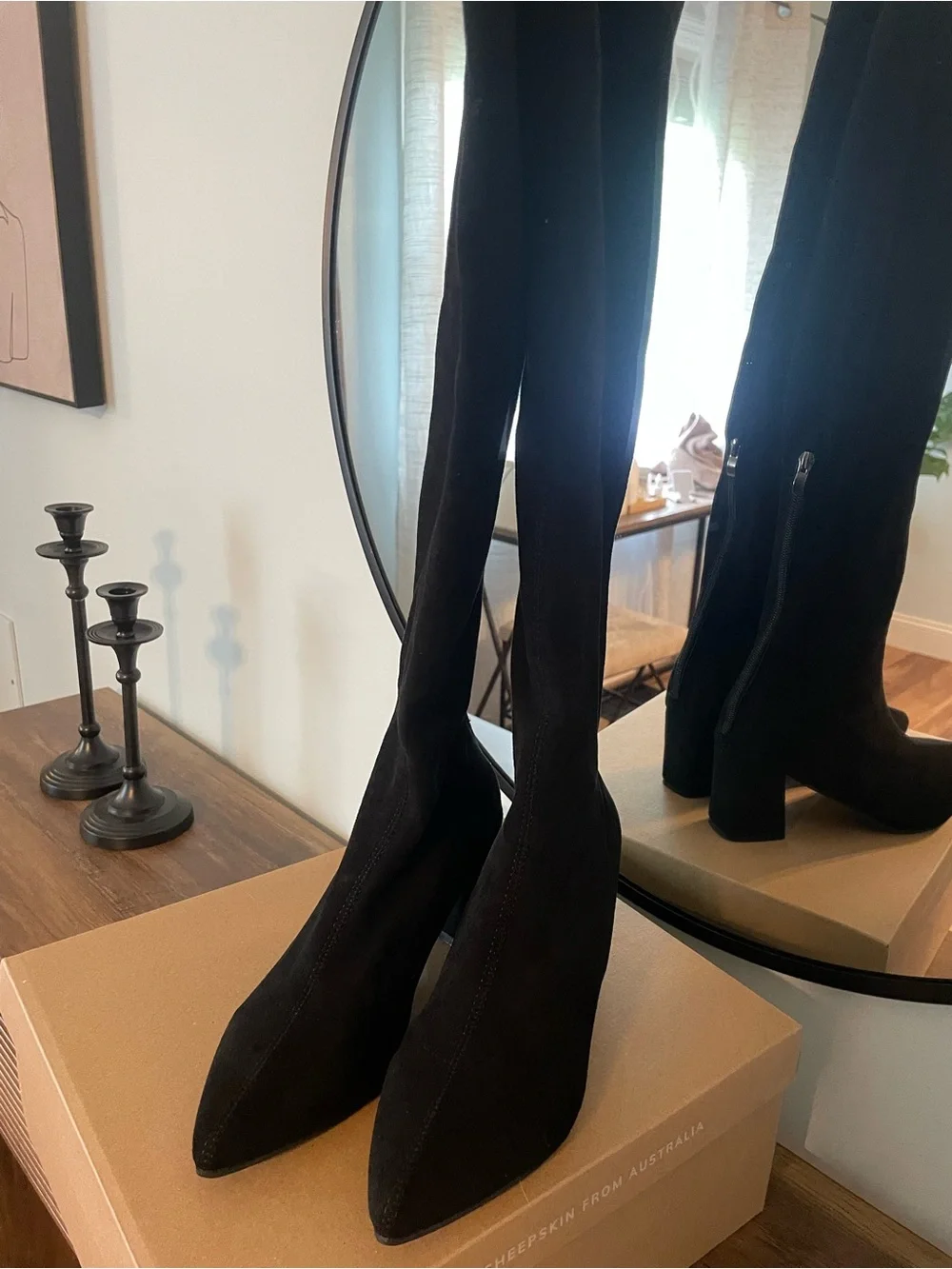 Black Over-the-Knee Block Heel Boots - Women